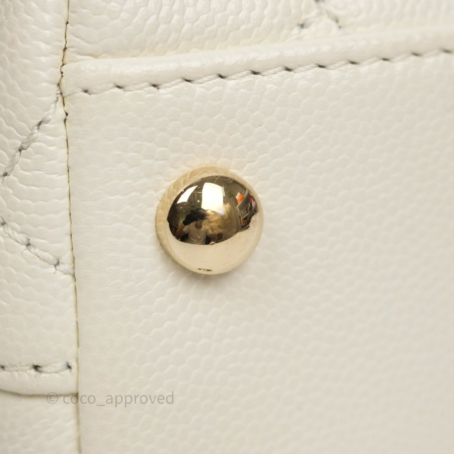 Chanel Mini Coco Handle Quilted Ivory White Caviar Gold Hardware