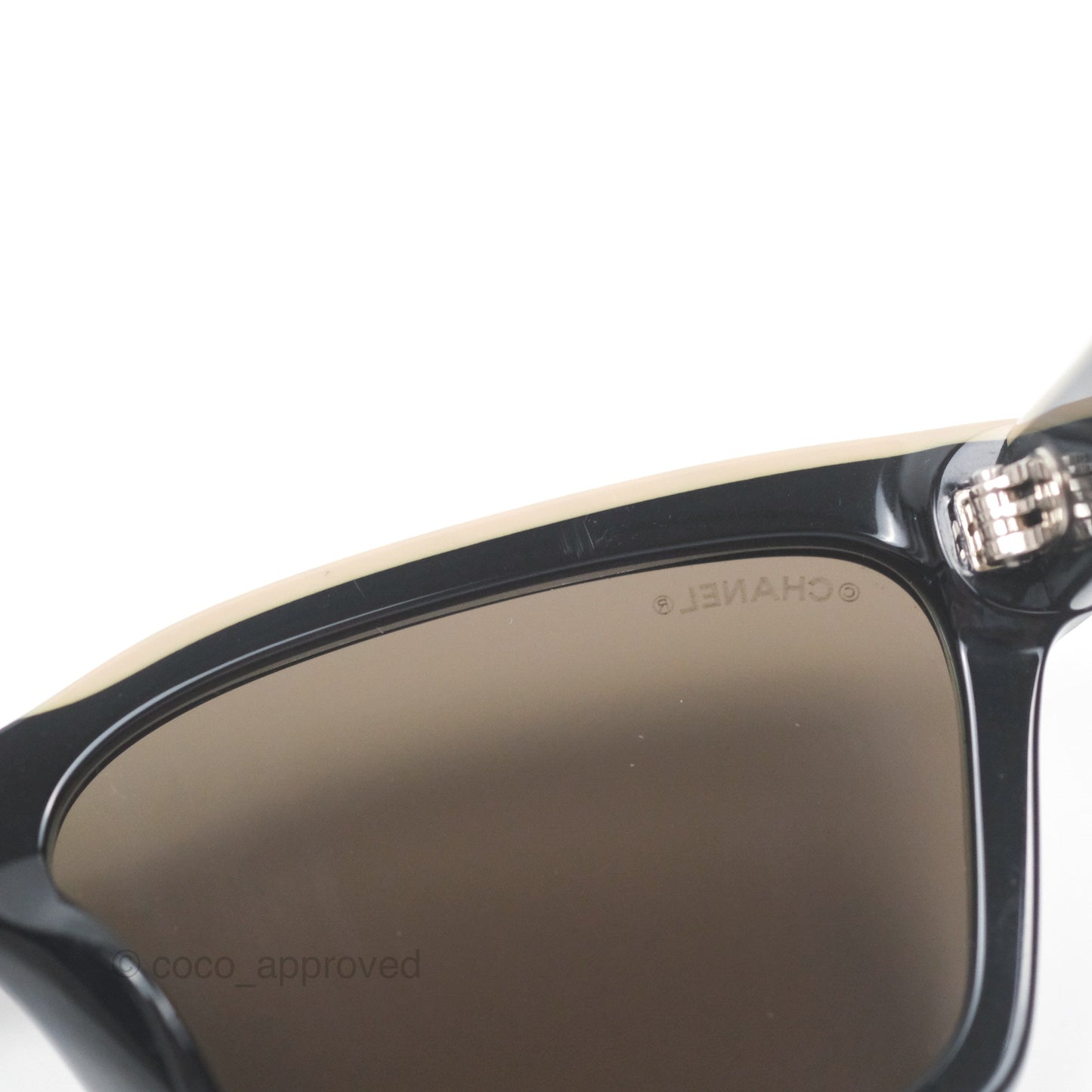 Chanel Acetate Square Sunglasses Black/Beige