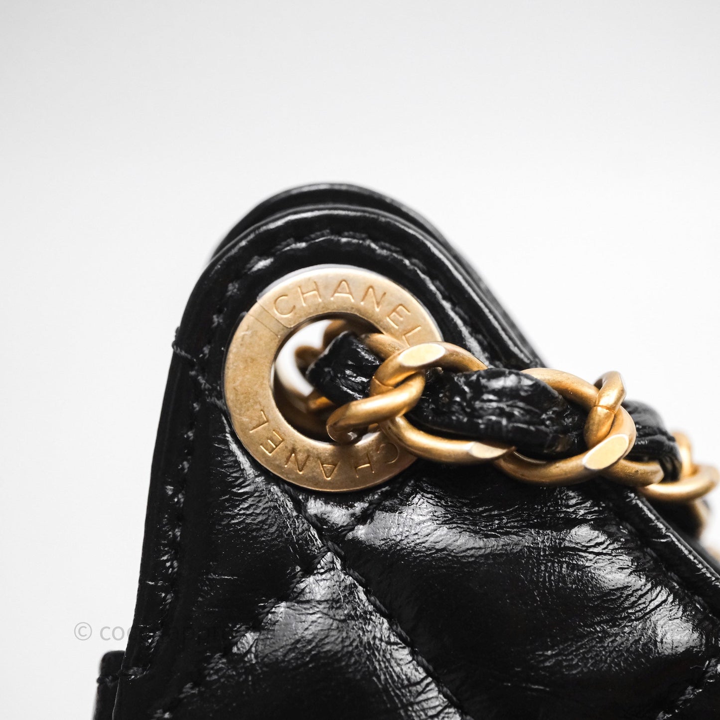 Chanel Small Wavy CC Hobo Black Shiny Crumpled Calfskin Aged Gold Hardware 23C