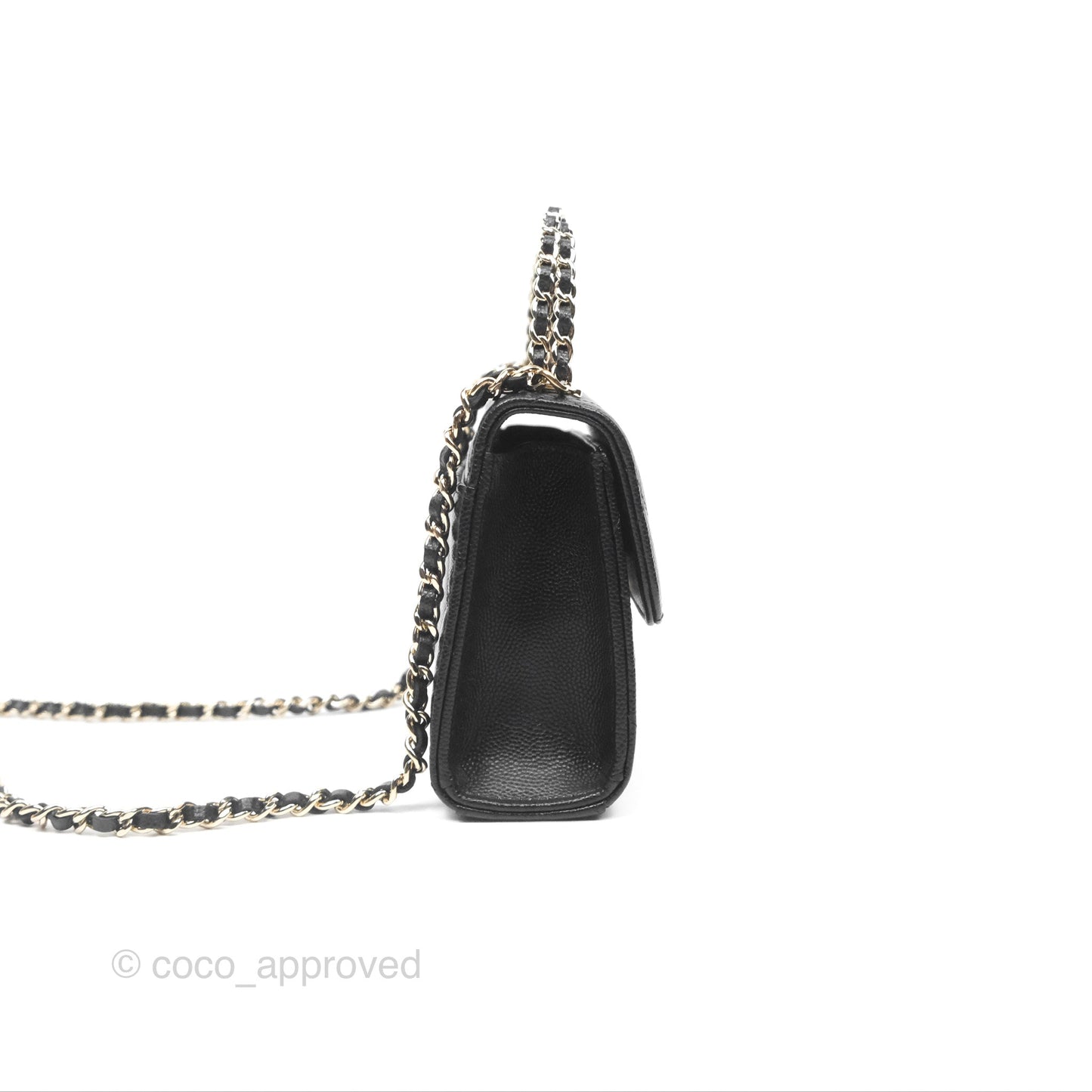 Chanel Kelly Clutch With Chain Black Caviar Gold Hardware