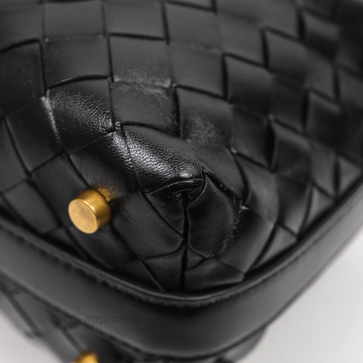 Bottega Veneta Mini Wallace Intrecciato Black Gold Hardware