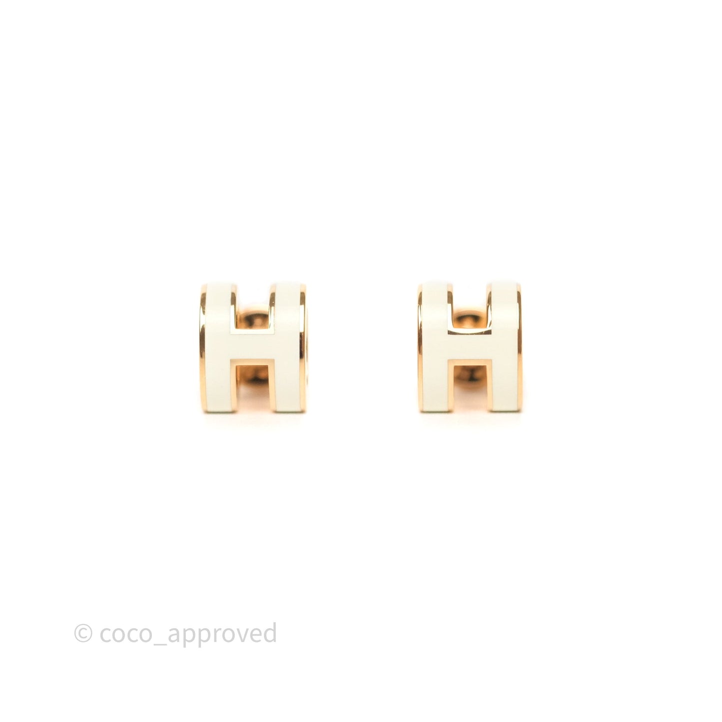 Hermes Mini Pop H Earrings Blanc Rose Gold