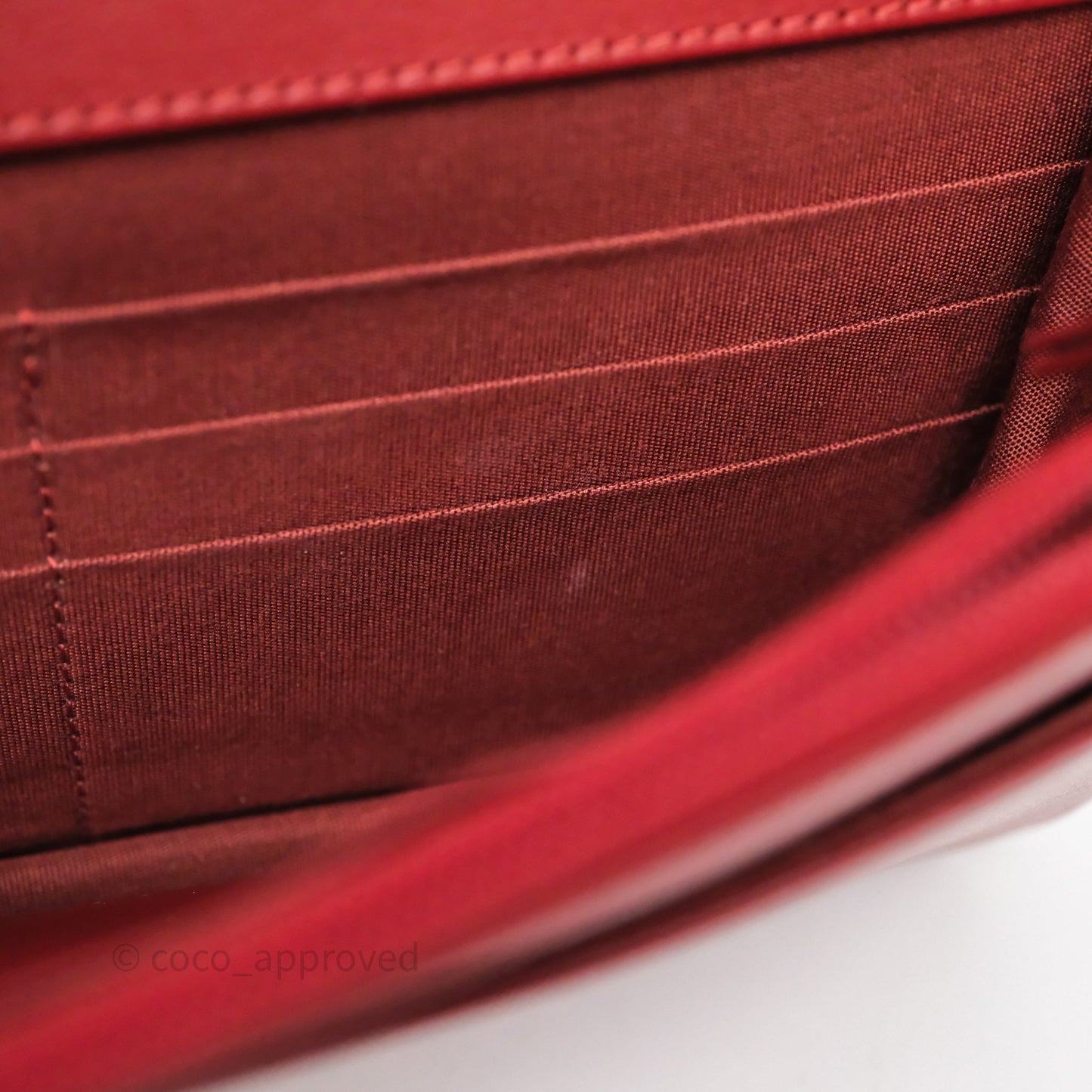 Chanel Boy Wallet on Chain WOC Red Caviar Aged Gold Hardware