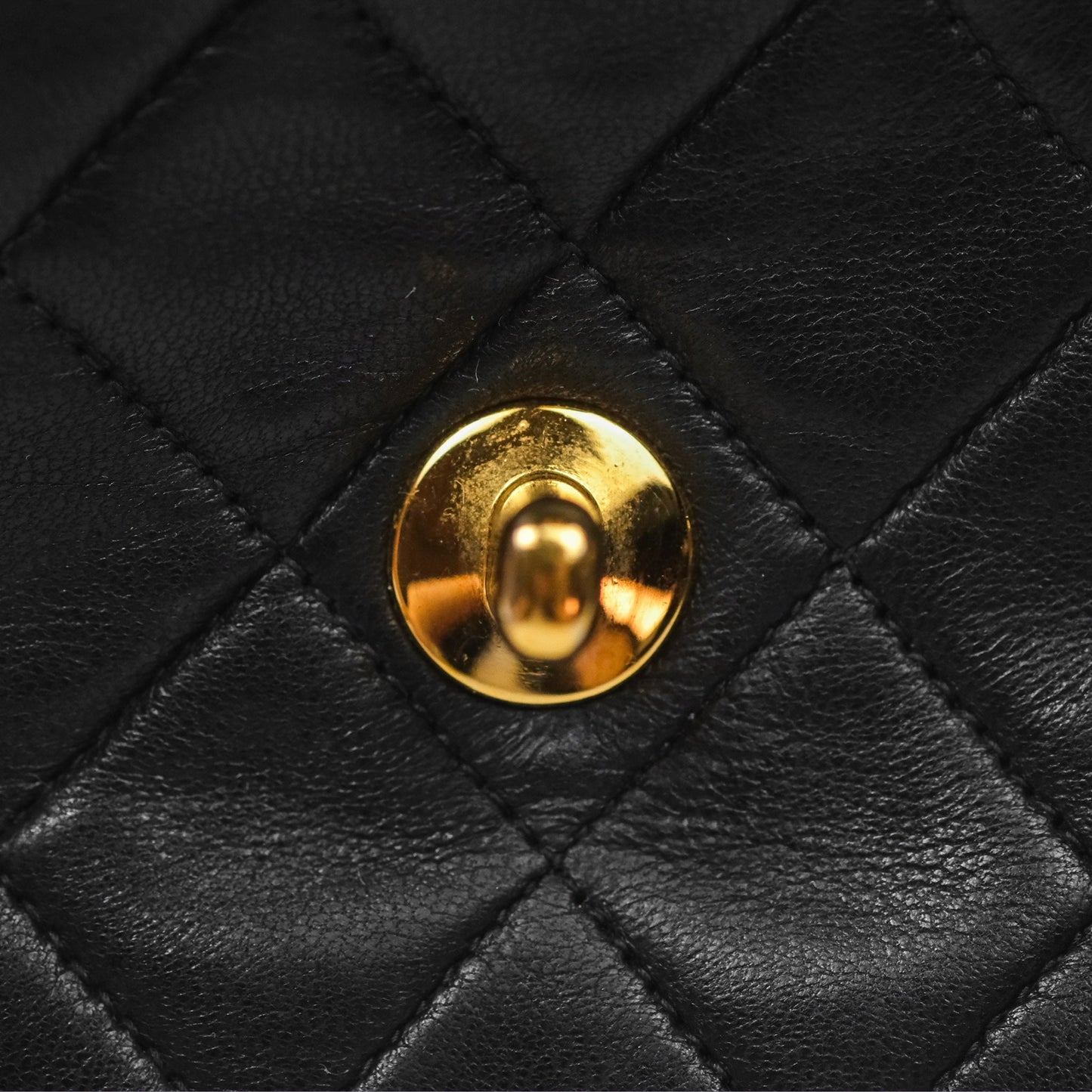 Chanel Vintage Mini Square Black Lambskin 24K Gold Hardware