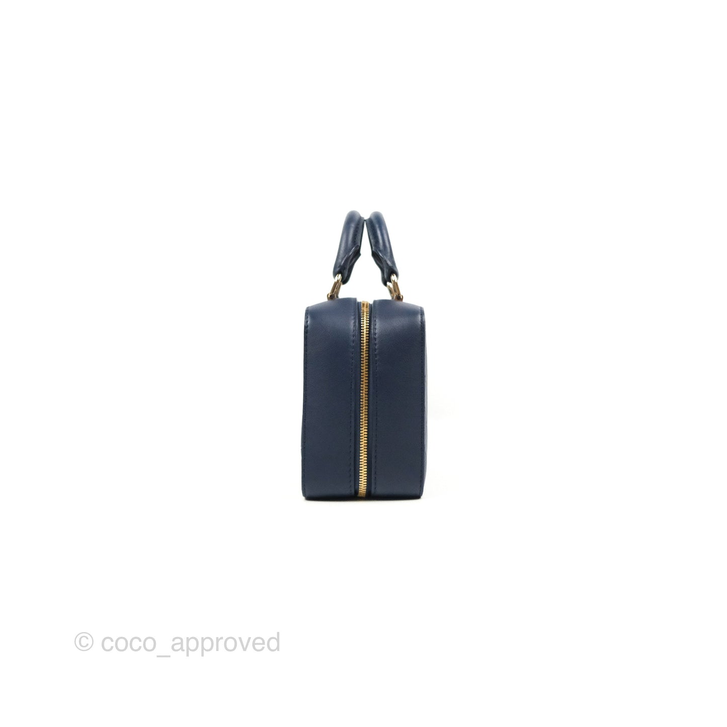 Chanel Quilted Travel Kit Vanity Case Navy Calfskin Gold Hardware