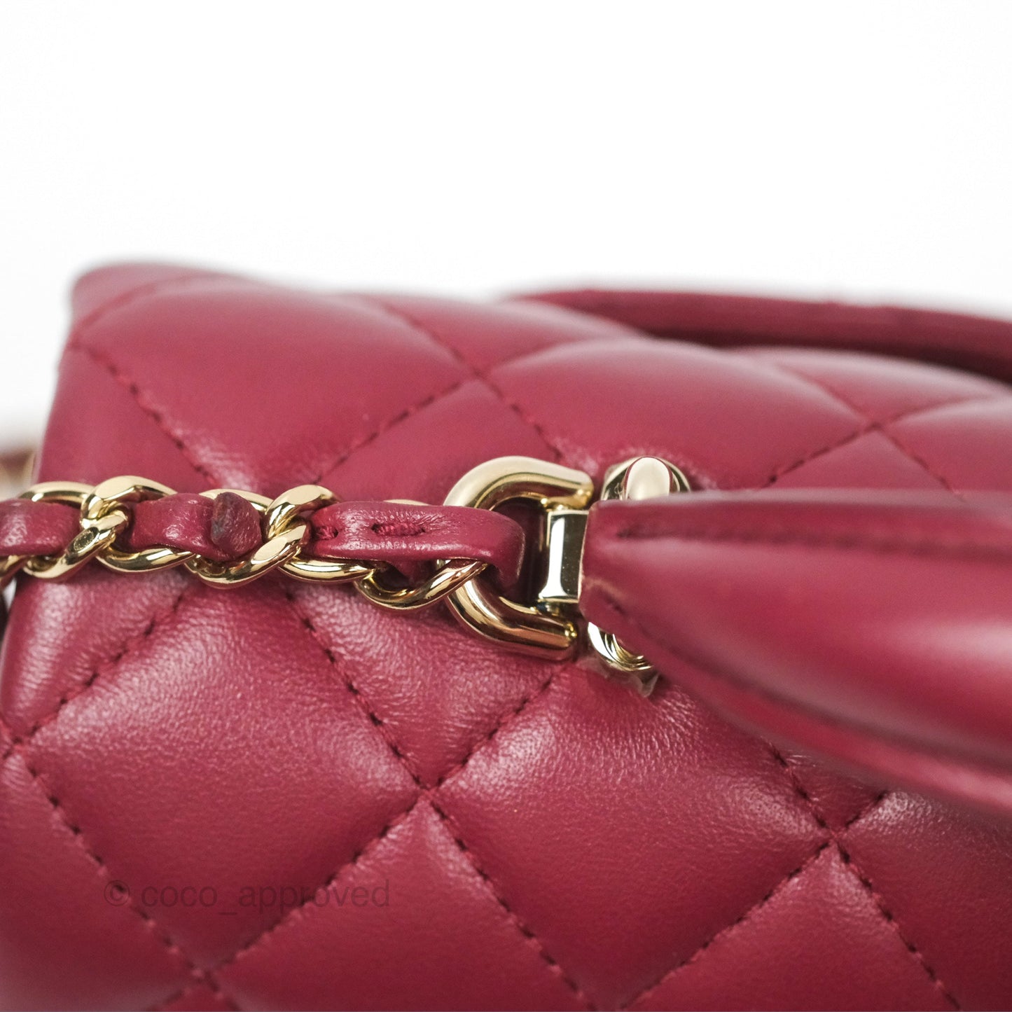 Chanel Top Handle Mini Rectangular Flap Bag Burgundy Red Lambskin Gold Hardware