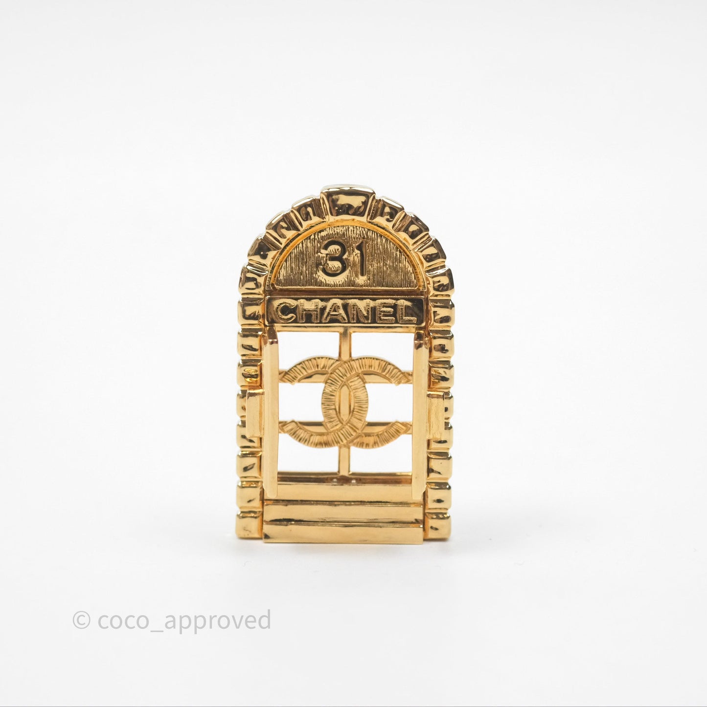 Chanel 31 Rue Cambon Door Brooch Gold Tone 22A