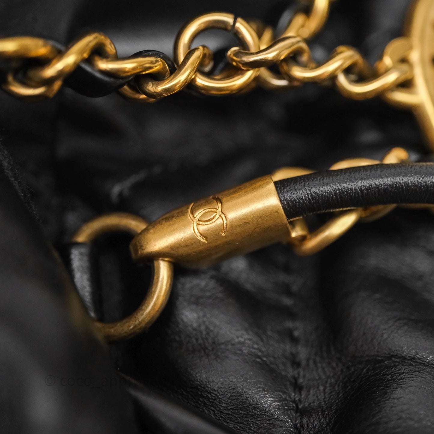 Chanel 22 Mini Bag Black Crumpled Calfskin Aged Gold Hardware