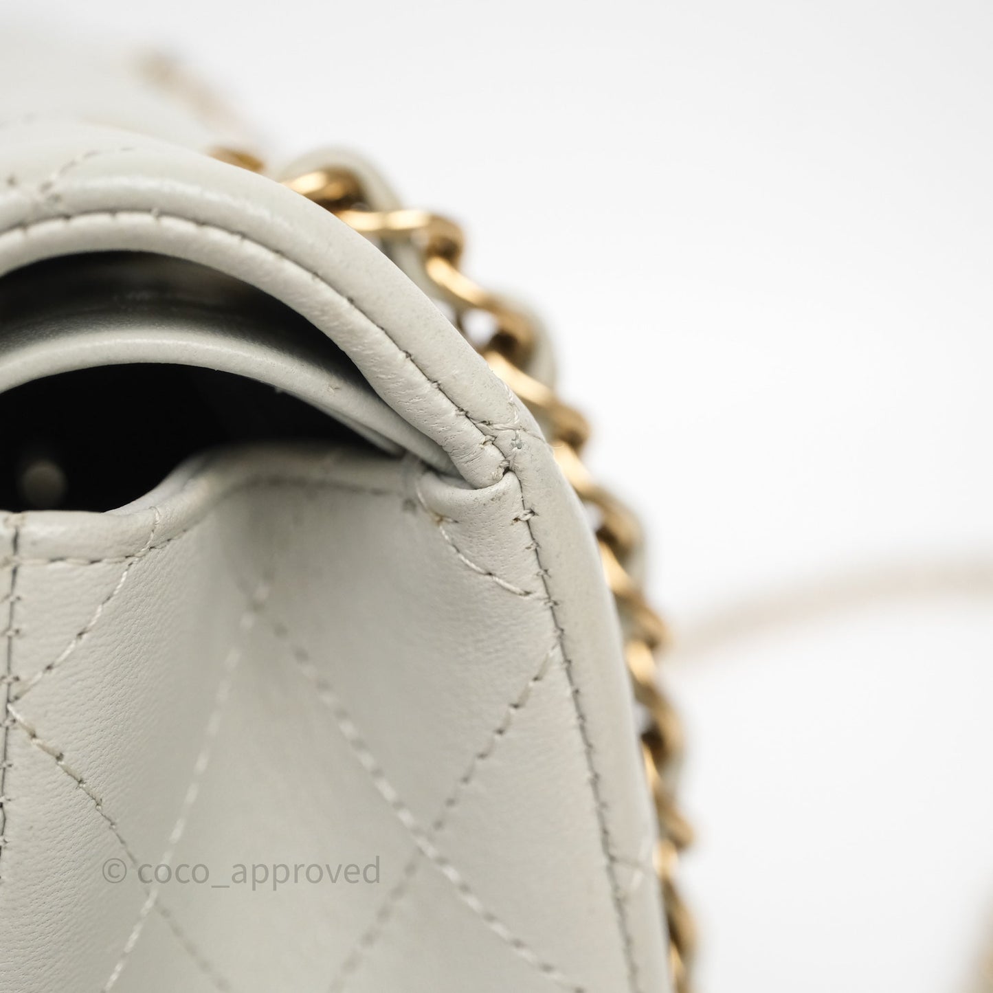 Chanel Small Classic Flap Quilted Grey Lambskin Gold Hardware