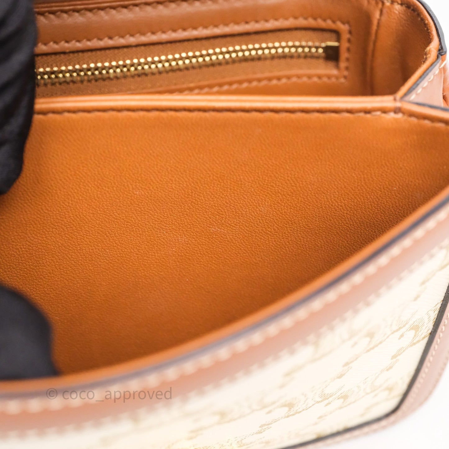 Celine Teen Triomphe Bag Triomphe Canvas Tan Calfskin