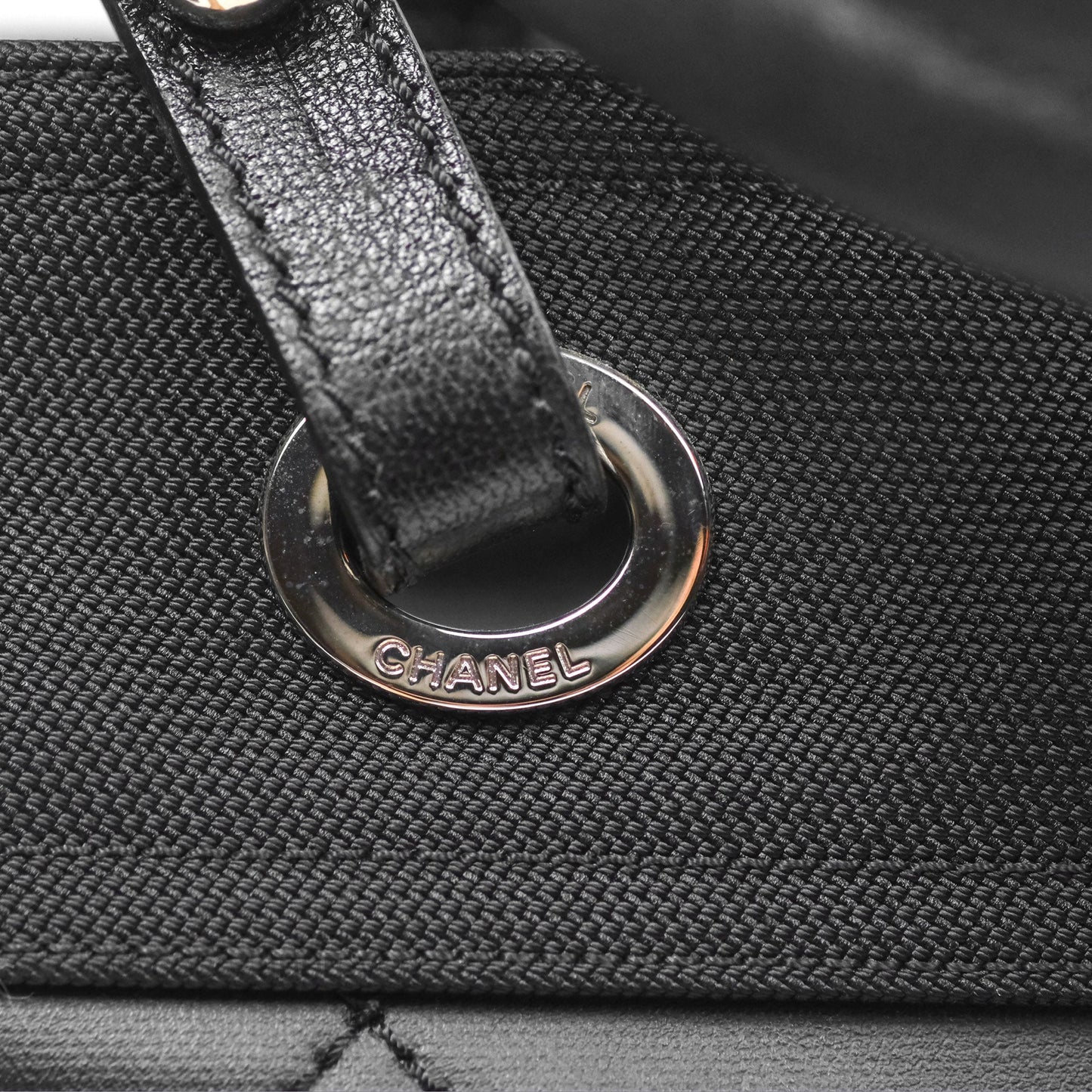 Chanel Quilted Paris Biarritz Tote PM Black Coated Canvas