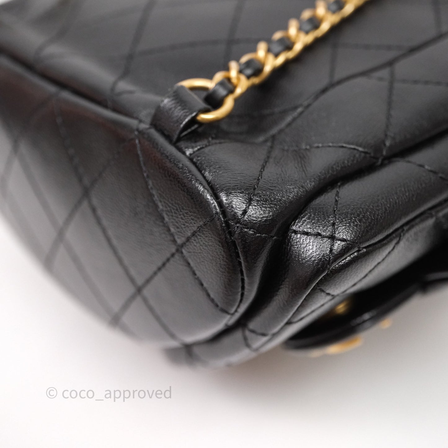 Chanel Double Pocket Black Lambskin Gold Hardware 25C