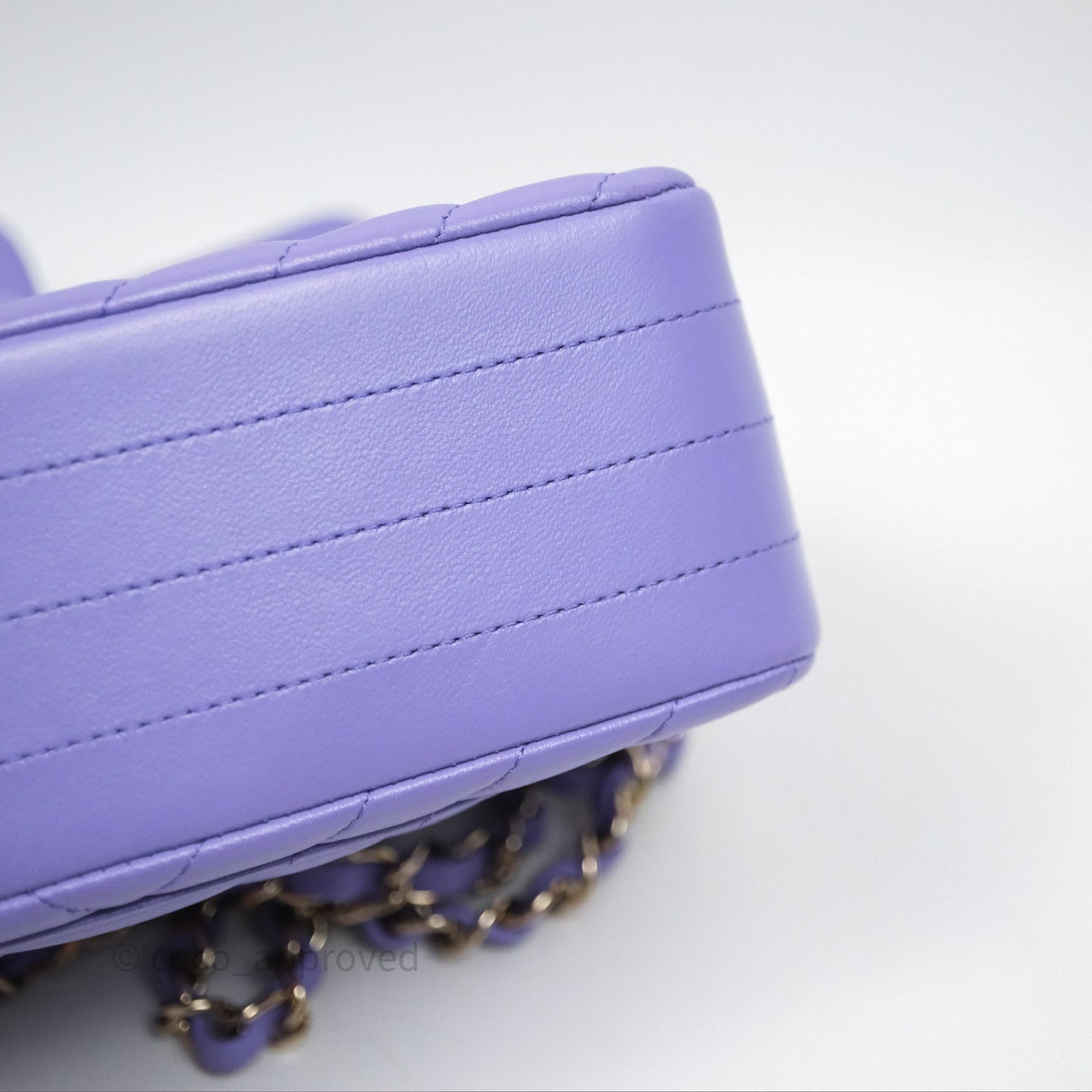 Chanel Quilted Mini Rectangular Chevron Purple Lambskin Gold Hardware