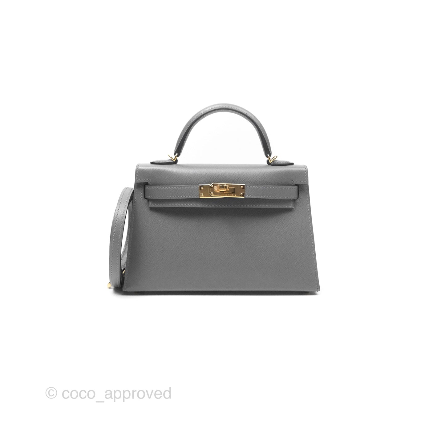 Hermès Mini Kelly II Gris Meyer 0L Madame Leather Gold Hardware