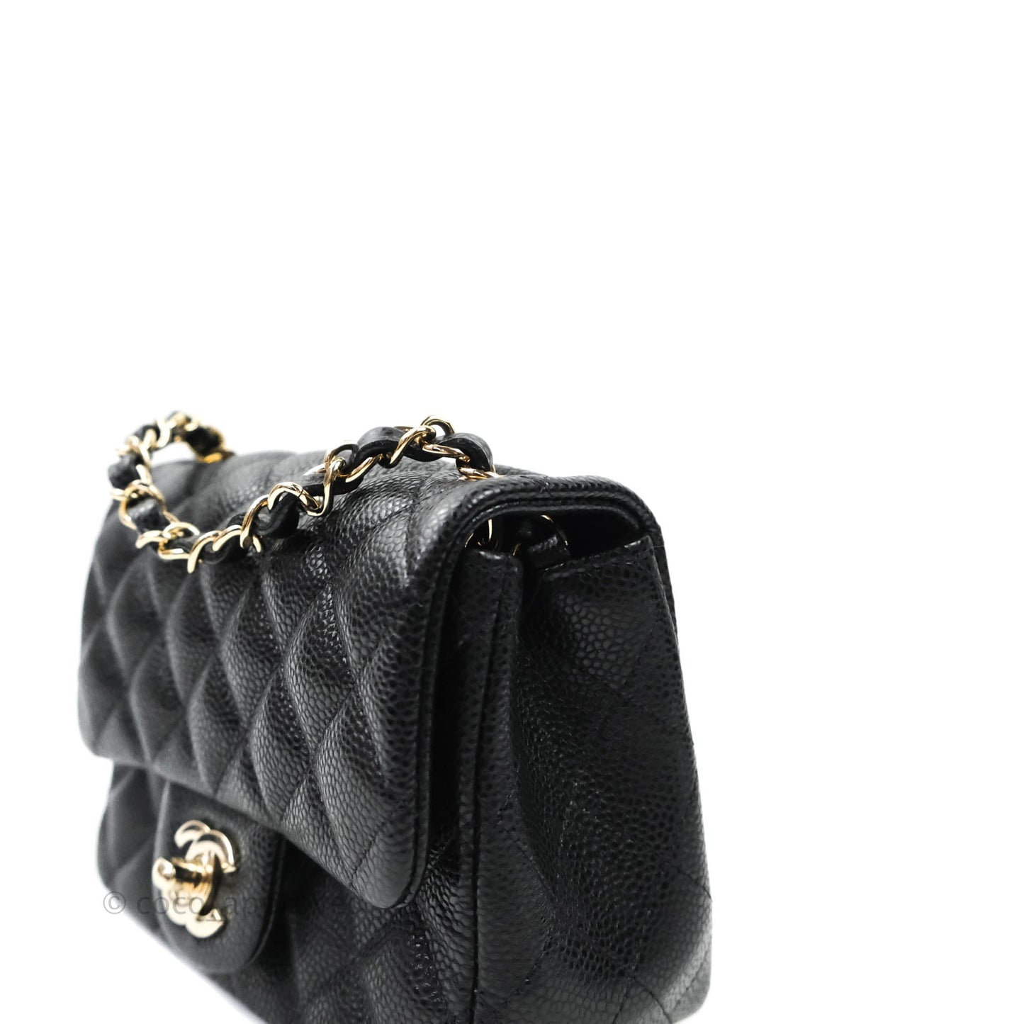 Chanel Mini Square Black Caviar Gold Hardware 18S