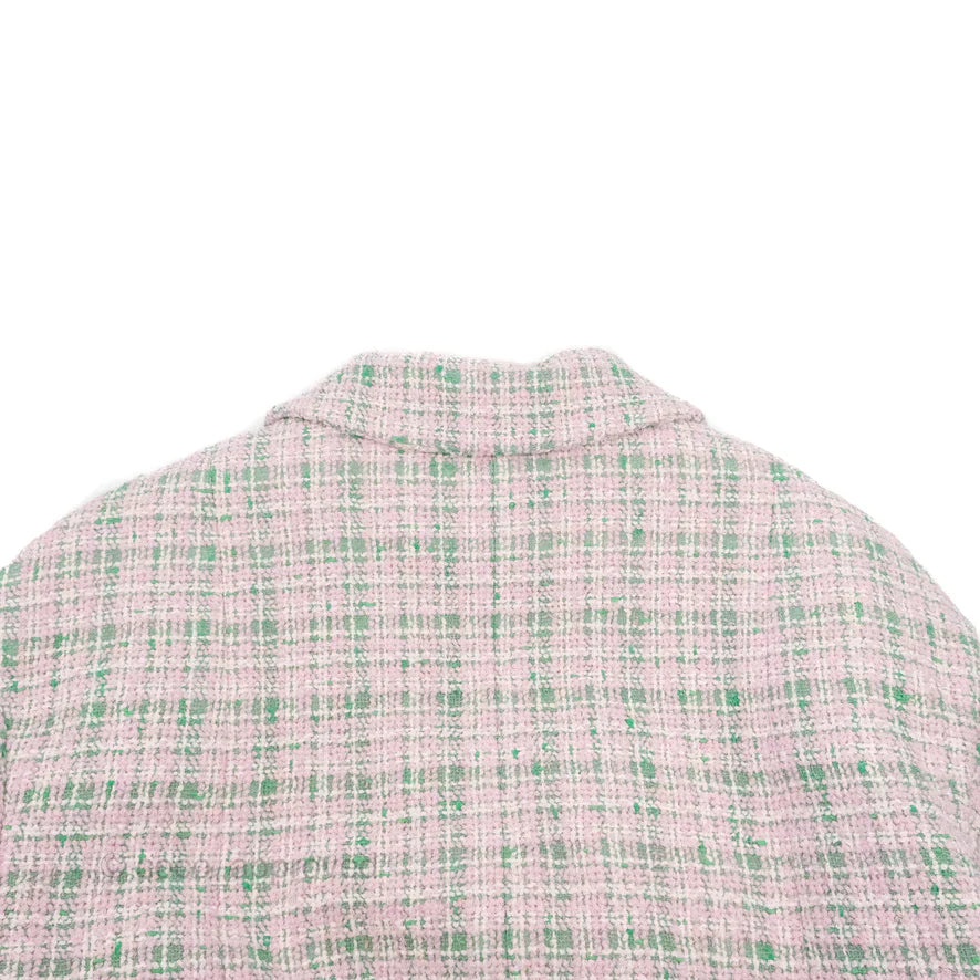 Chanel Tweed Jacket Light Pink/Green 2021SS Runway Size 34