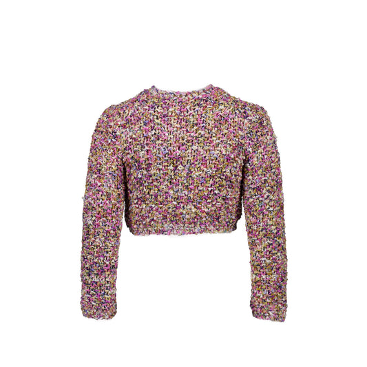 Chanel 21p Size 34 Cardigan Cotton/Silk/Pearl Purple/Multicolour