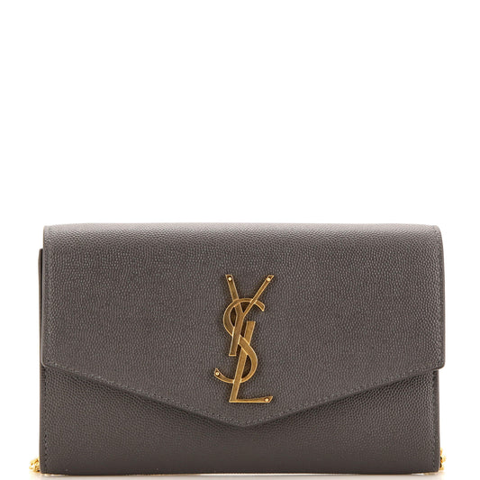 Luxury Saint Laurent Uptown Chain Wallet Leather