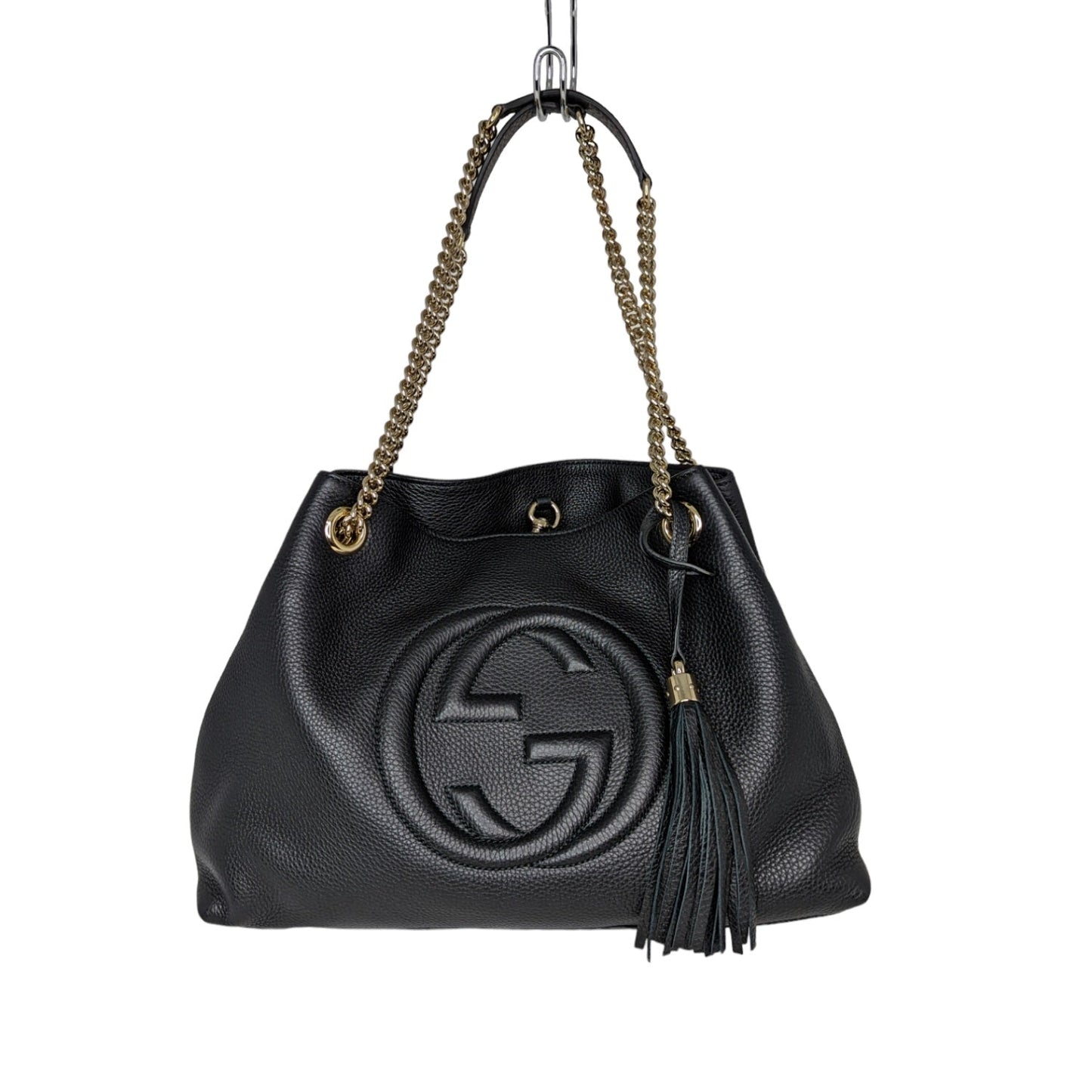 Luxury Gucci Pebbled Calfskin Soho Chain Tote