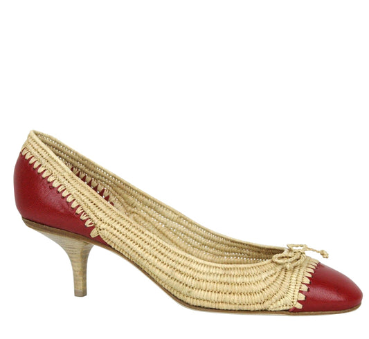 Luxury Bottega Veneta Women's Bow  Straw Leather Ballet Flat (39.5 EU / 9.5 US)