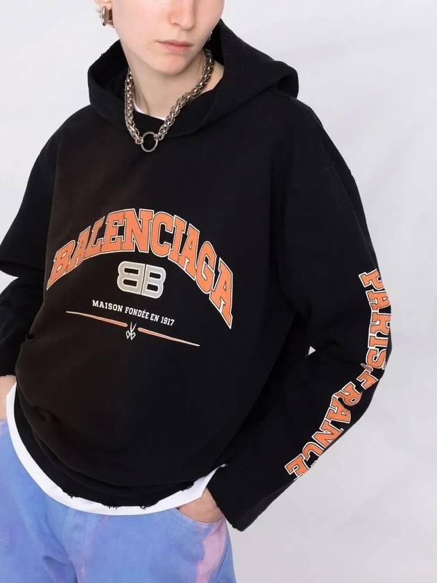 Luxury Balenciaga BB Logo Hoodie Black