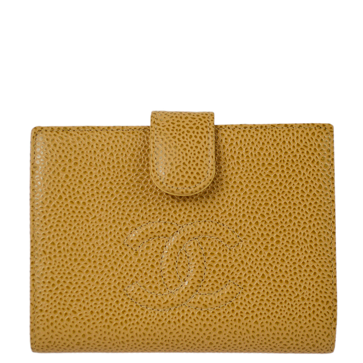Luxury Chanel 2000-2001 Beige Caviar Wallet Purse