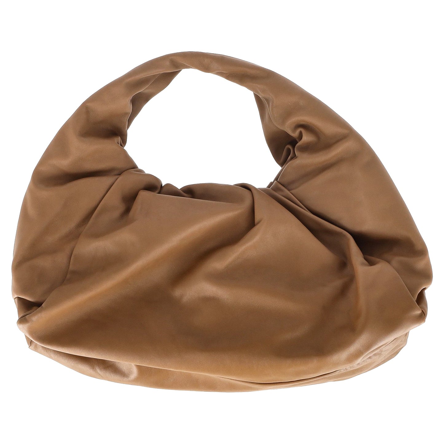 Luxury Bottega Veneta Maxi Shoulder Pouch Bag in Brown Leather