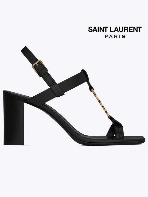 Luxury Saint Laurent Cassandra Sandal Heels Black