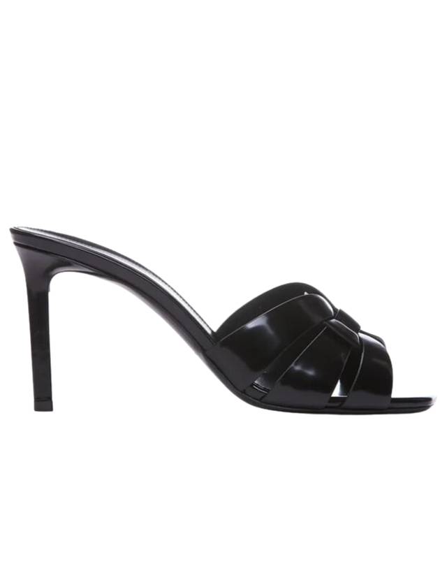 Luxury Saint Laurent Tribute Open Toe Mules Black