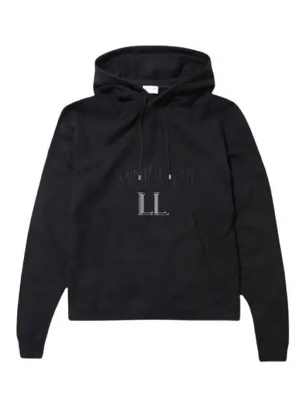 Luxury Saint Laurent Front Logo Cotton Hoodie Black