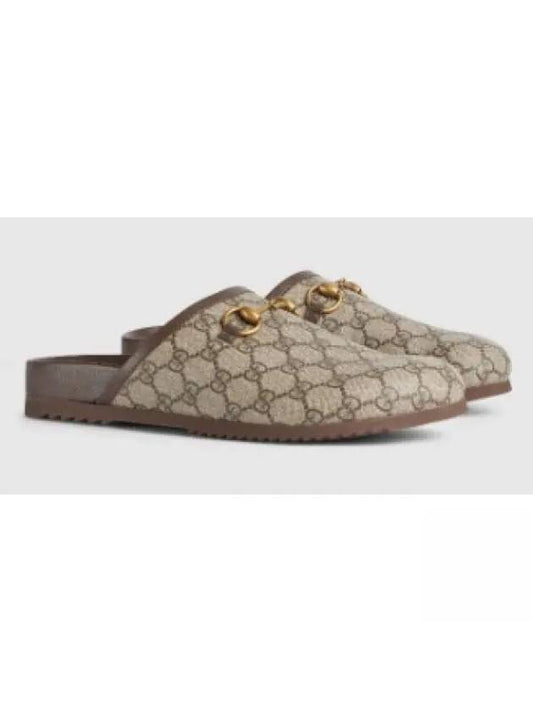Luxury Gucci Trending 2025 GG Supreme Horsebit Slippers Beige