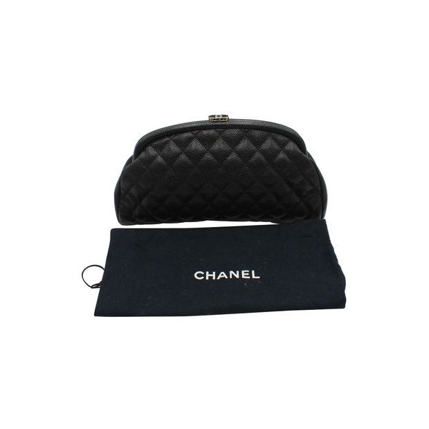 CHANEL Timeless Clutch in Black Quilted Caviar Leather