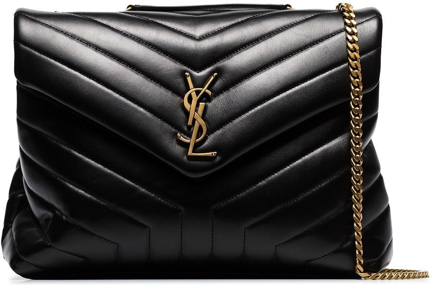 Luxury Saint Laurent Women's Loulou Logo Plaque Shoulder Bag in Nero/Nero | 574946DV7271000