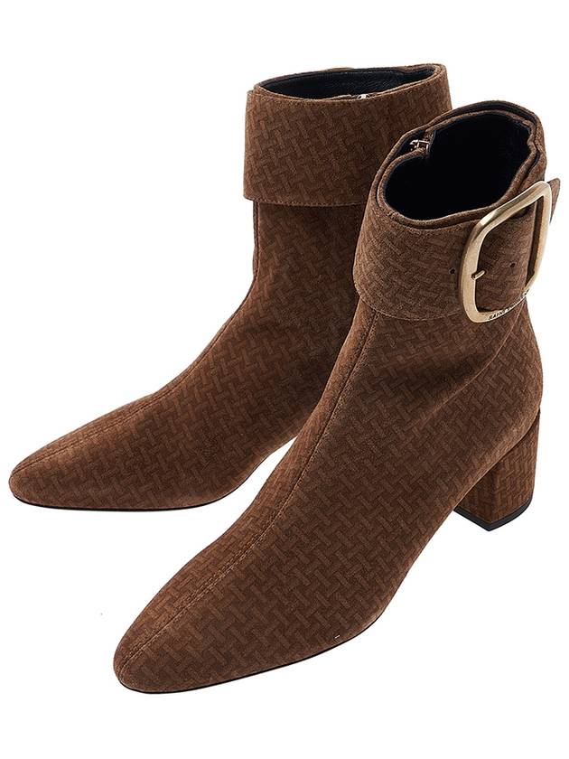 Luxury Saint Laurent Pattern Buckle Chelsea Boots Brown