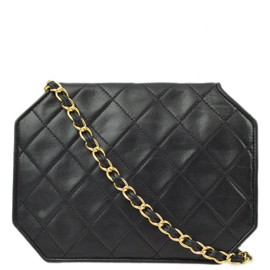Luxury Chanel Black Lambskin Octagon Chain Shoulder Bag