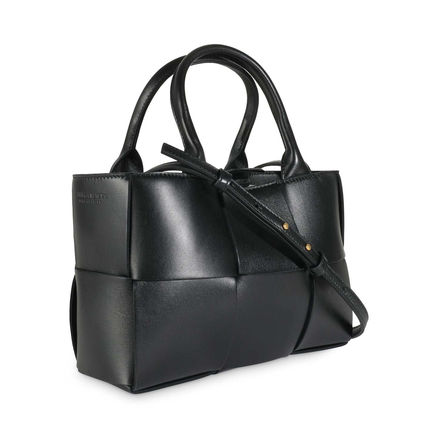 Luxury Bottega Veneta Black Intrecciato Nappa Mini Arco Tote