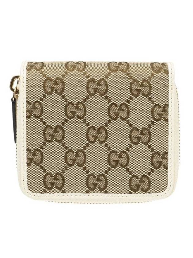 Luxury Gucci Trending 2025 GG Zipper Medium Canvas Half Wallet White Beige