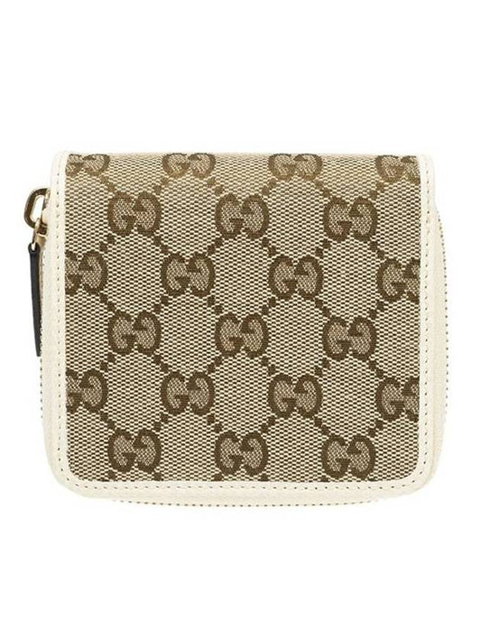 Luxury Gucci Trending 2025 GG Zipper Medium Canvas Half Wallet White Beige