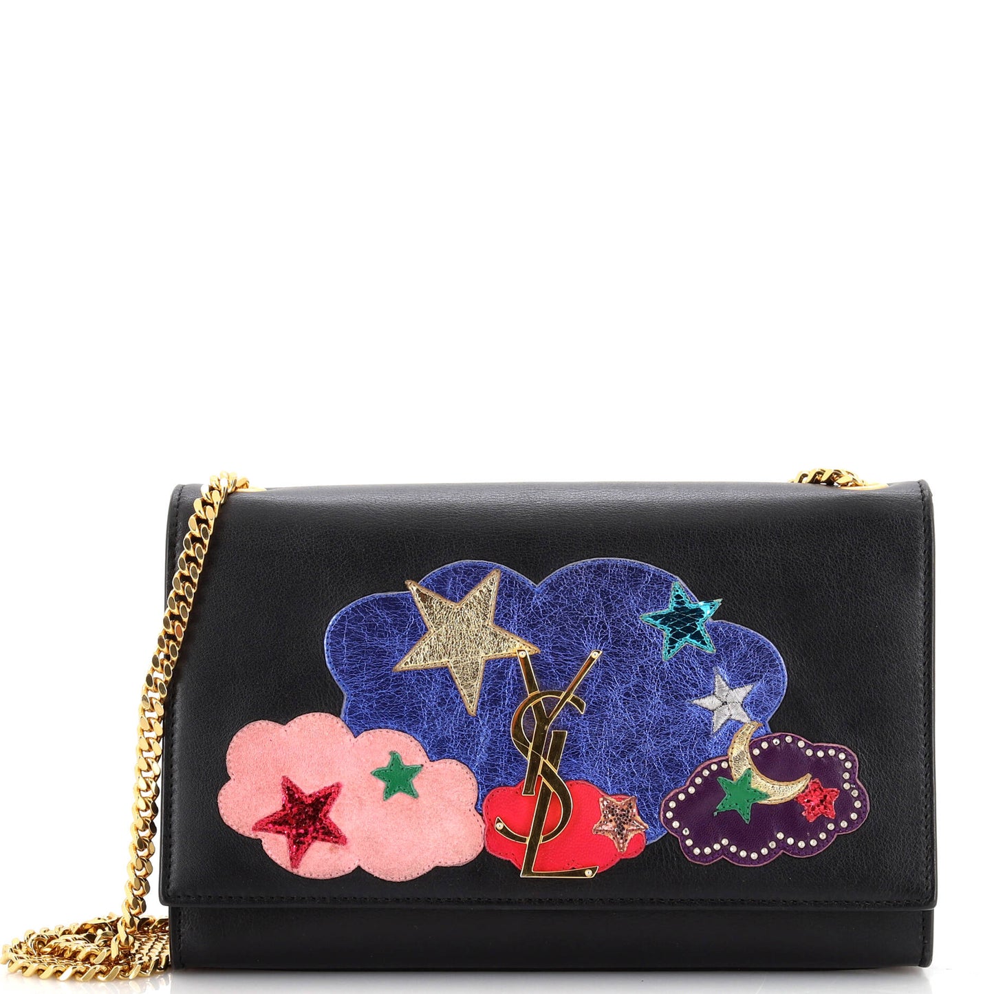 Luxury Saint Laurent Classic Monogram Crossbody Bag Embellished Leather Medium