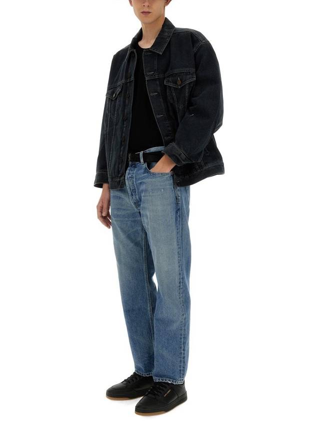 Luxury Saint Laurent Egg Shape Denim Jacket Dark Blue Black