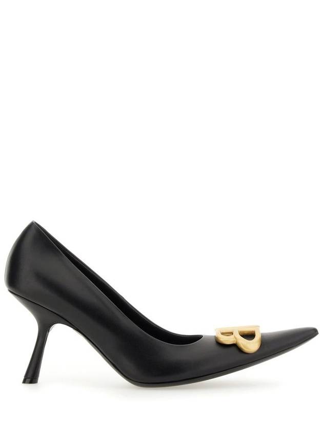 Luxury Balenciaga Women's Logo Plaque Pointed toe Heels BLACK