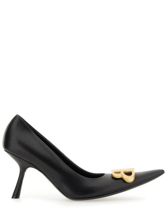 Luxury Balenciaga Women's Logo Plaque Pointed toe Heels BLACK