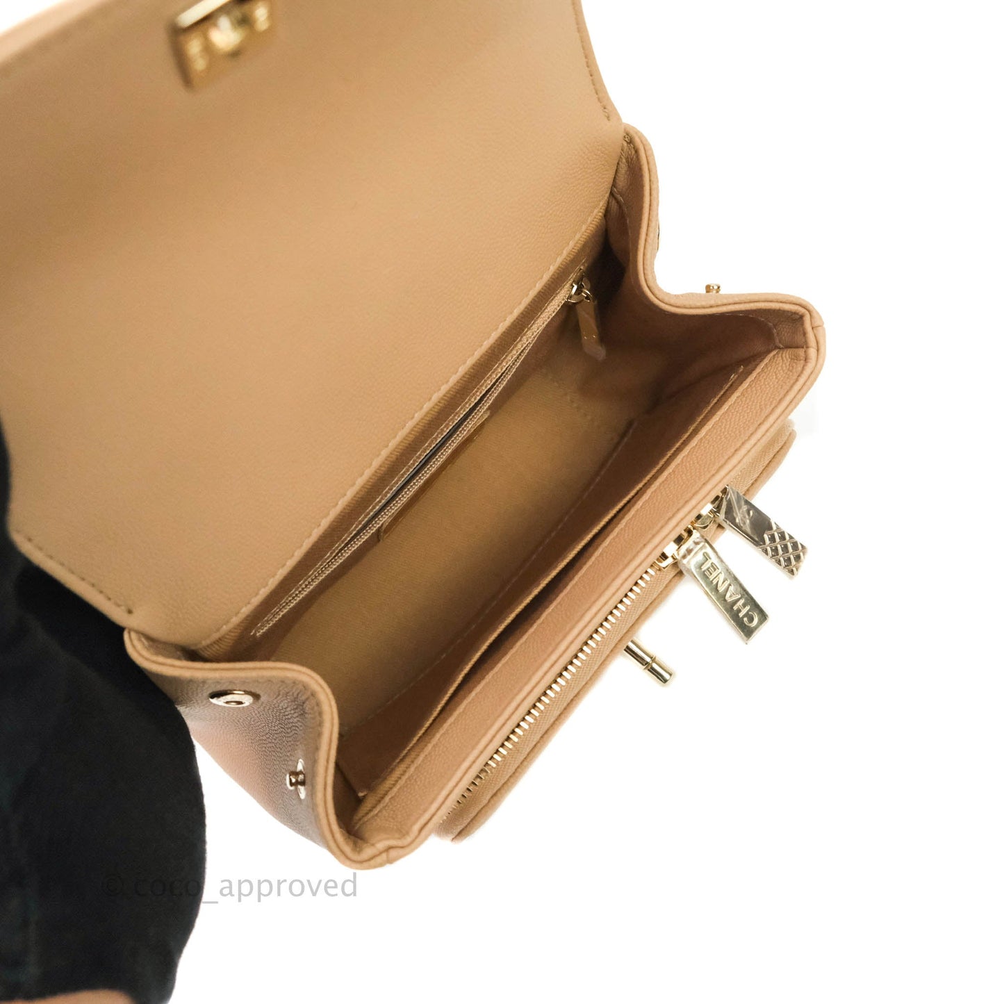 Chanel Quilted Small Business Affinity Flap Beige Caviar Light Gold Hardware