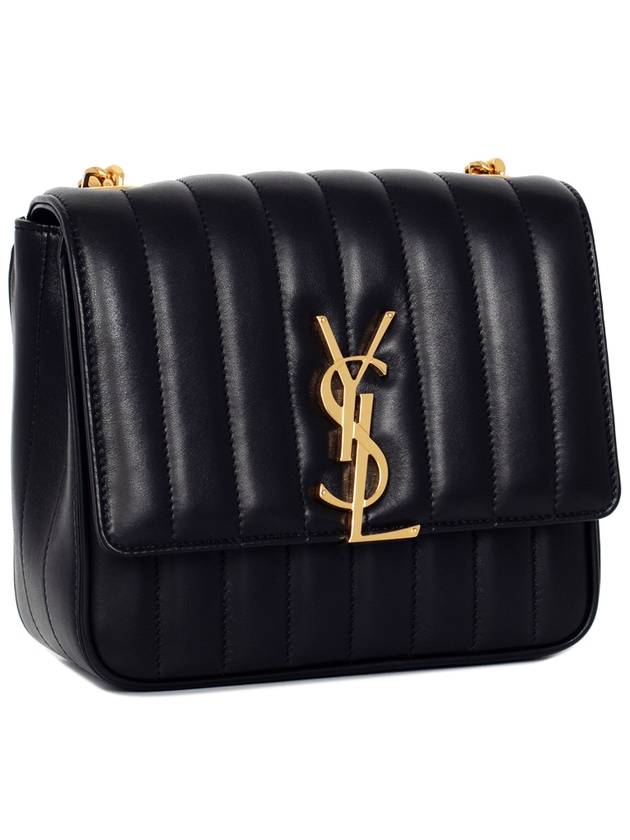 Luxury Saint Laurent Women's Gold Monogram Big Key Chain Leather Medium Shoulder Bag Black