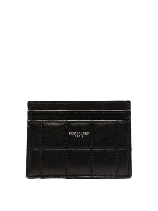 Luxury Saint Laurent Logo Print Quilted Card Wallet Black