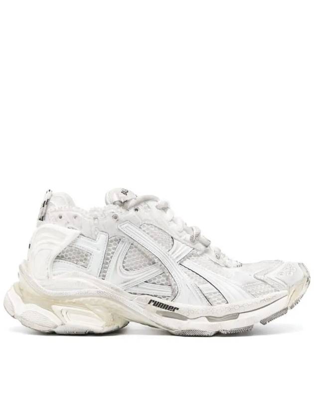 Luxury Balenciaga Runner Embroidered Logo Low Top Sneakers White