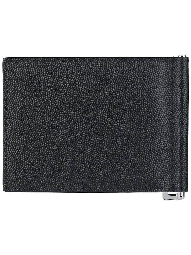 Luxury Saint Laurent Textured Classic Leather Money Clip Half Wallet Black