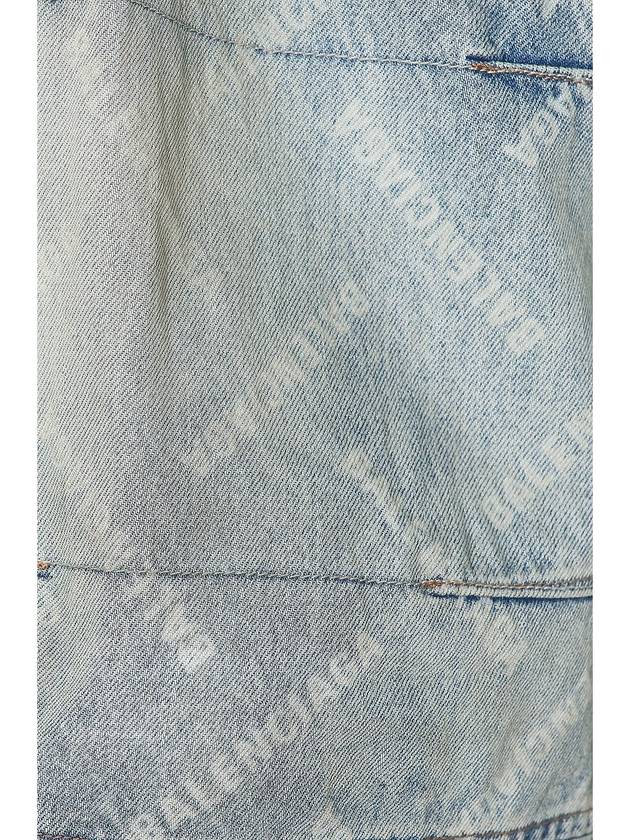 Luxury Balenciaga Bal Diagonal Allover Cargo Wide Jeans Blue