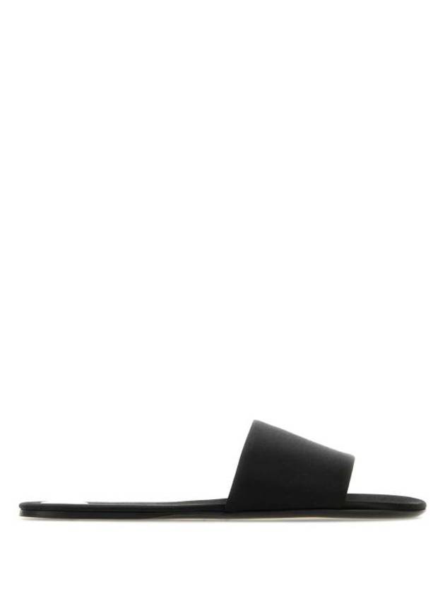 Luxury Saint Laurent Carlyle Satin Flat Slippers Black
