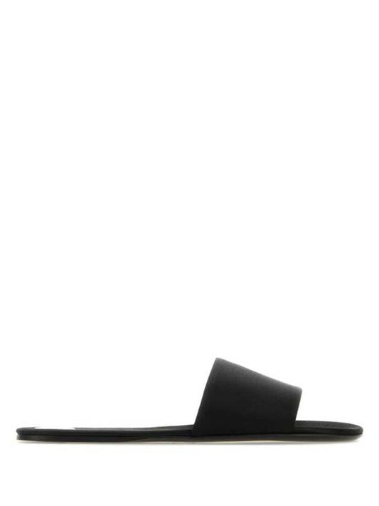 Luxury Saint Laurent Carlyle Satin Flat Slippers Black